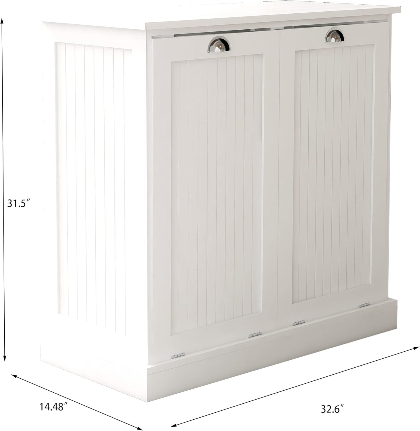 Tilt Out Laundry Hamper with Removable Basket, Hidden Laundry Hamper, Wood Bathroom Storage, Free Standing Home Organizer, White, LOC005