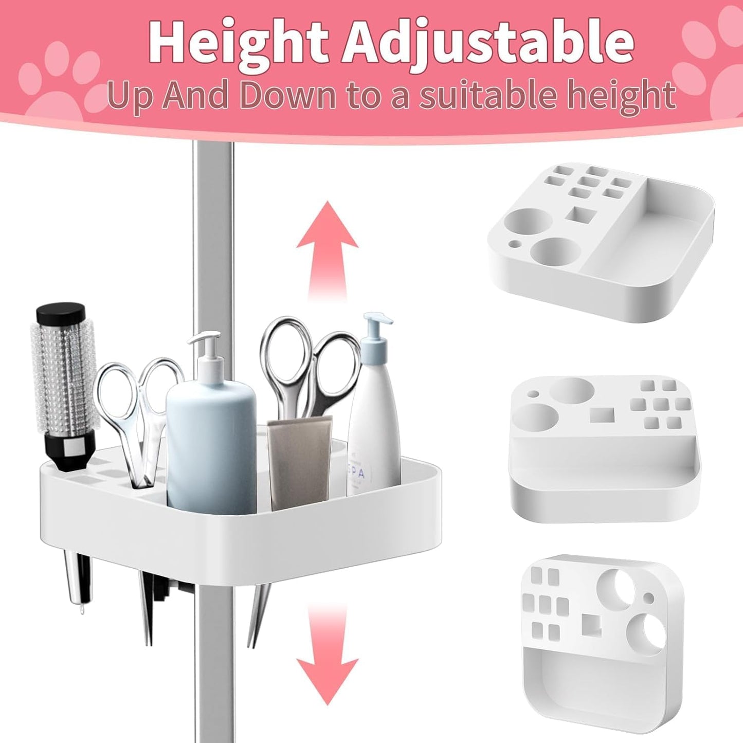 VFK 47'' Large Dog Grooming Table Stainless Steel Foldable Grooming Table for Dogs at Home Adjustable Height Arms Pet Station with Nooses, Mesh Tray, Tool Organizer
