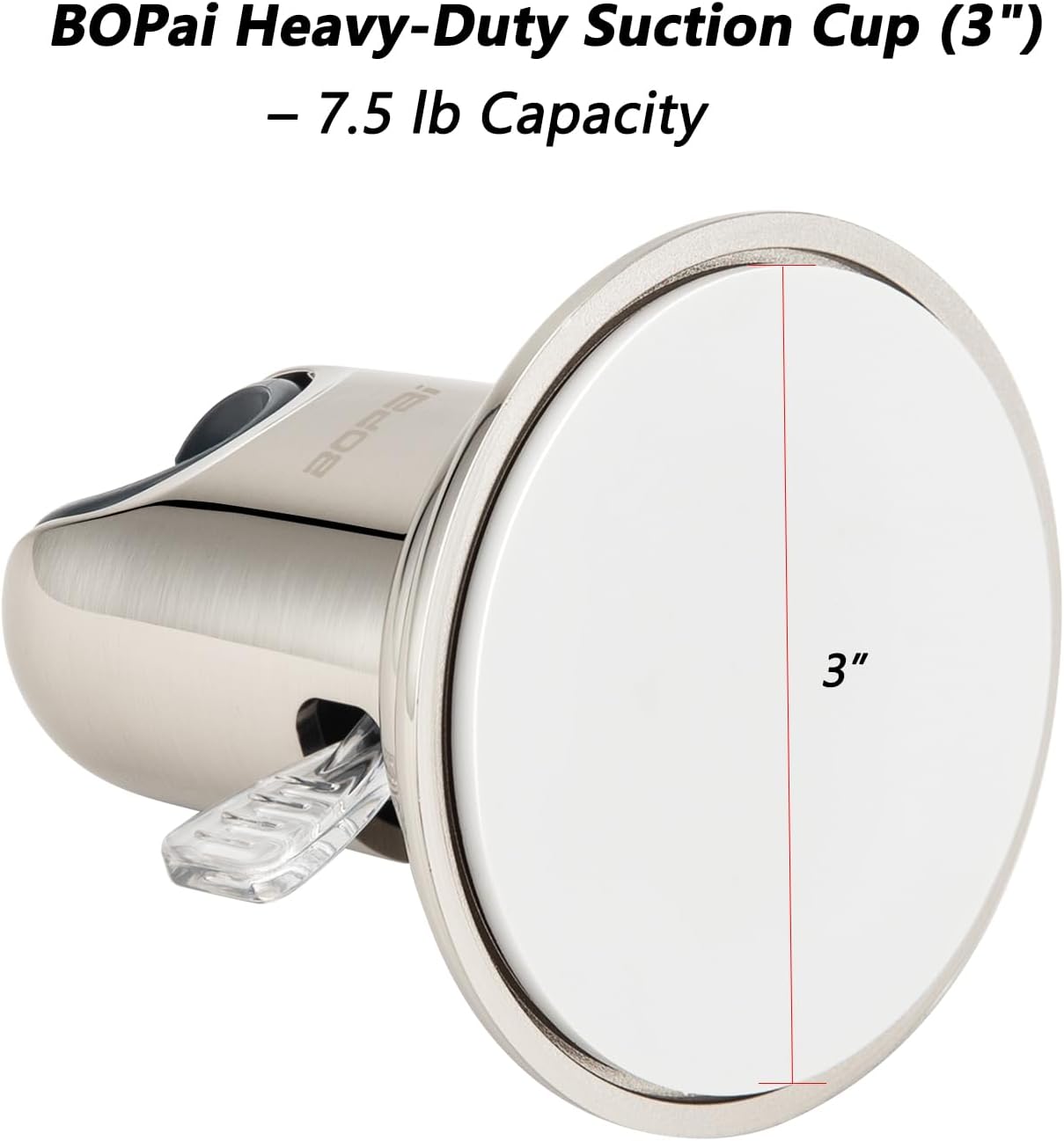 BOPai Suction Cup Shower Head Holder for Handheld Shower – No Drill, for Smooth Surfaces Only, Adjustable 20°, Brushed Nickel