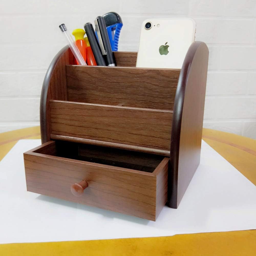 N Remote control storage organizer with drawer wood office Stationery organization pen holder Daily necessities storage case HeBen1028
