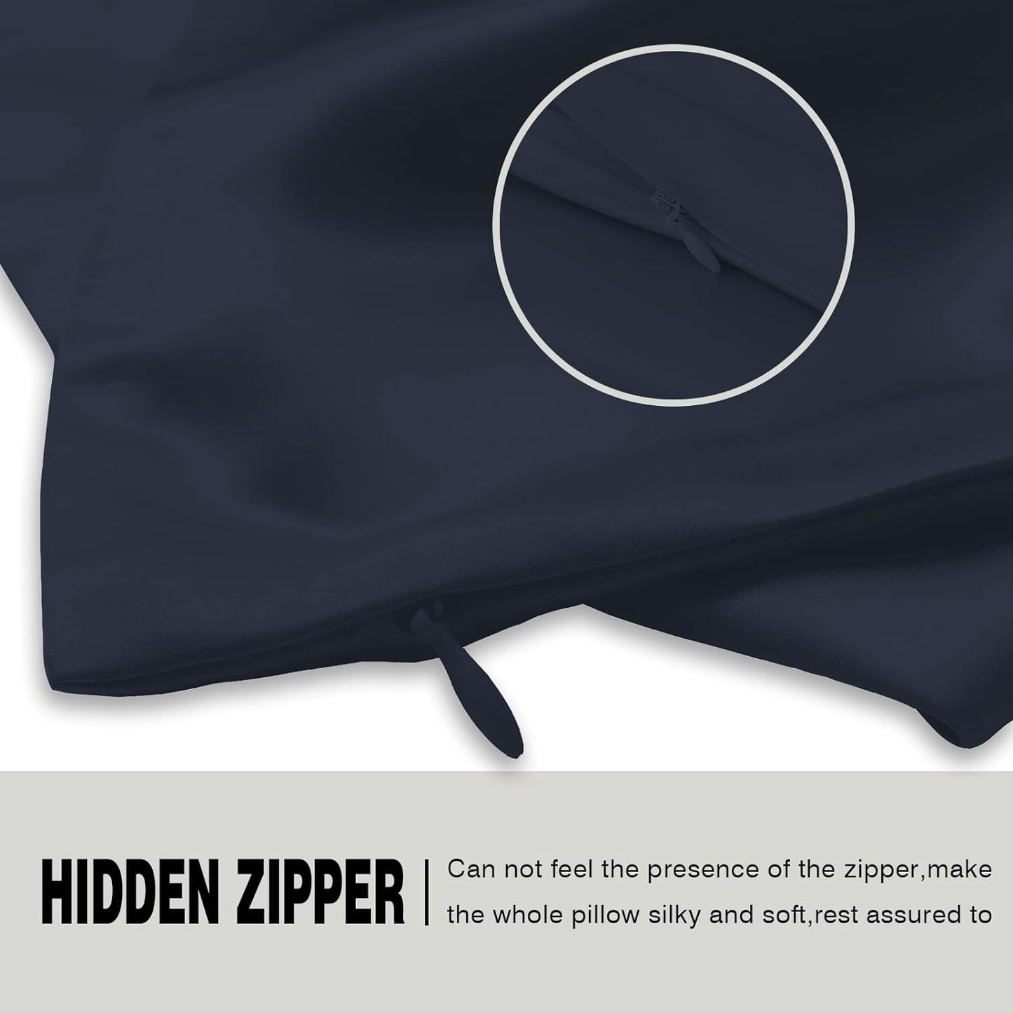 Natural Mulberry Silk Pillowcase for Hair and Skin Queen Size 20"X30" Silk Pillow Case with Hidden Zipper Soft Breathable Smooth Cooling Silk Pillow Covers for Sleeping(Navy Blue,Queen,1Pcs)