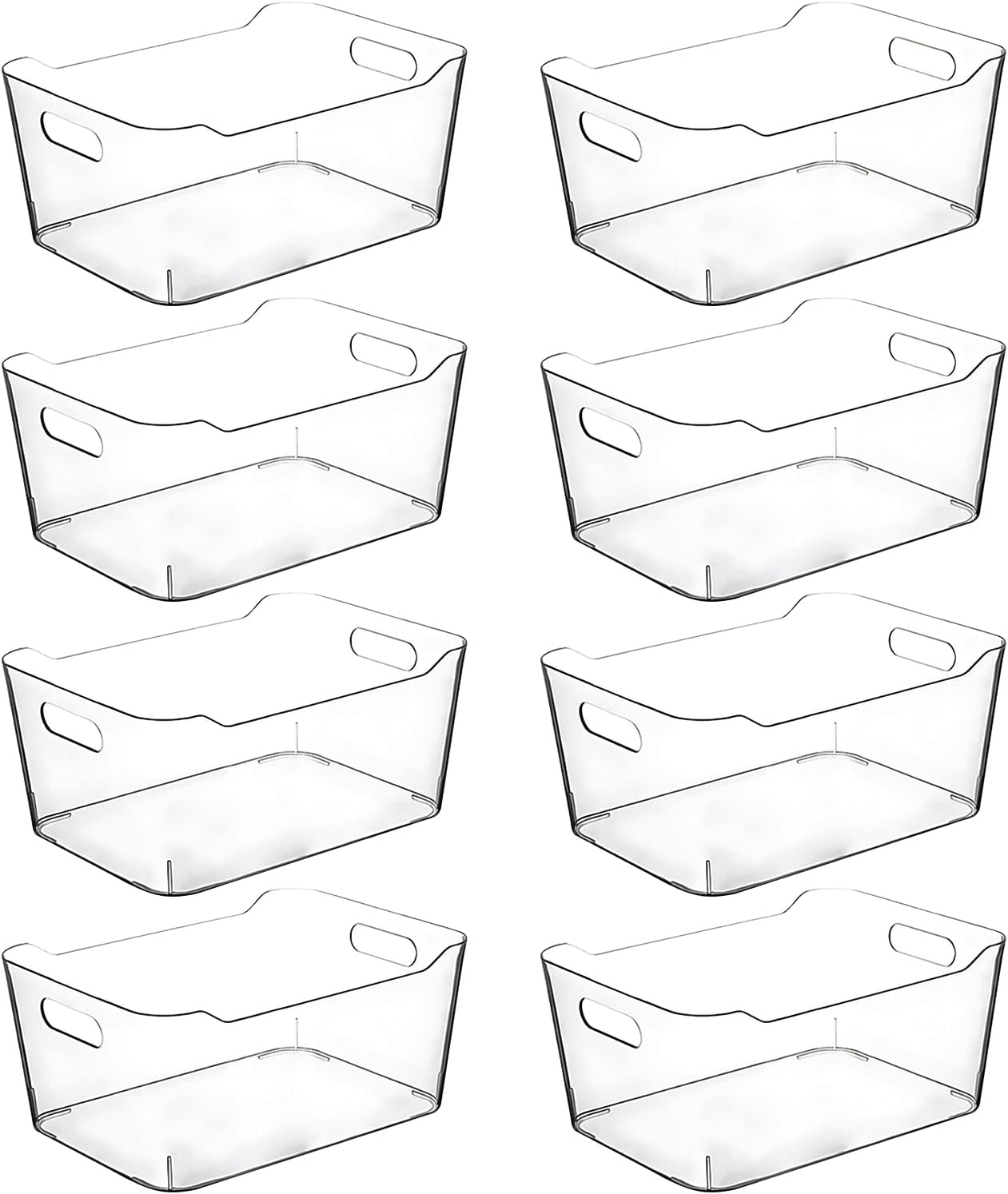 Clear Plastic Storage Bins for Kitchen Organization or Pantry Organizers and Storage, Freezer Organizer Storage Containers Bin for Organizing Refrigerator Cabinet Organizers (8, Large)