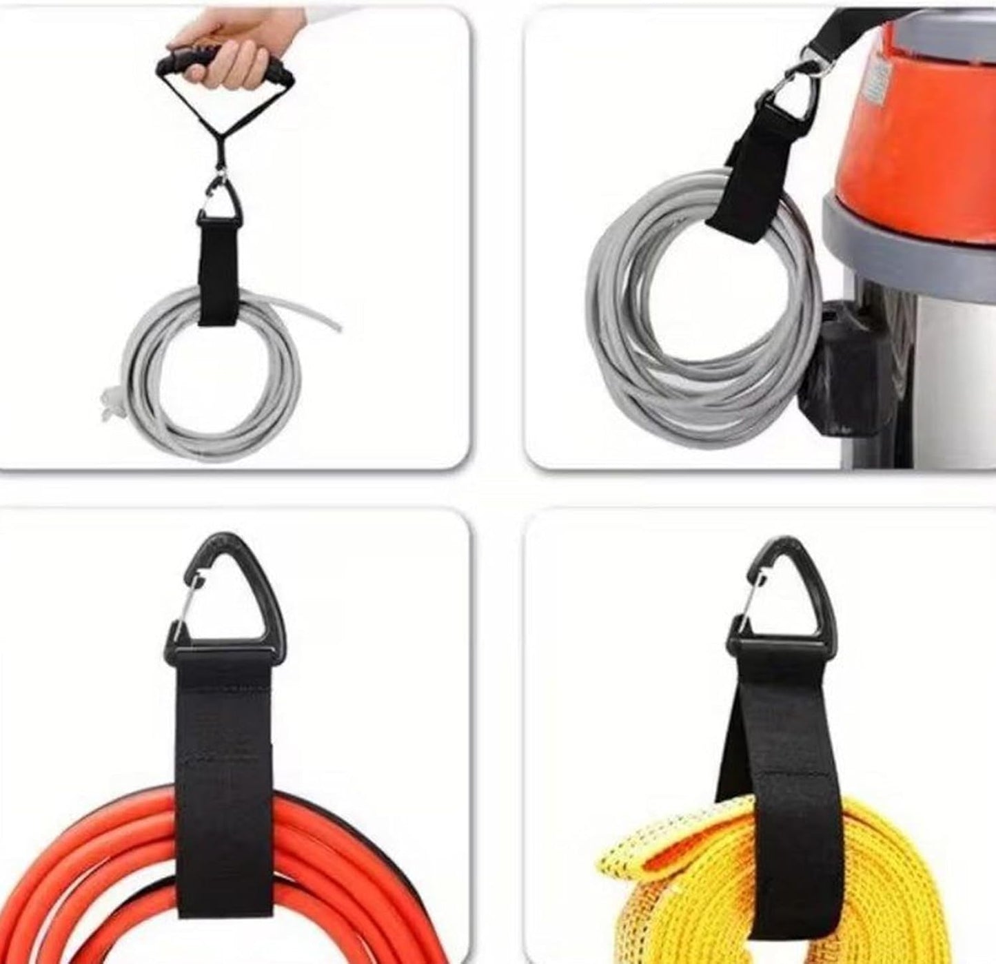 Extension Cord Storage 4 Pieces Heavy-Duty Workshop Organizer Extension Cord Wrap Holder with Triangular Buckle for Workshop Garage Maintenance Warehouse Utility Room Basement Shed Closet
