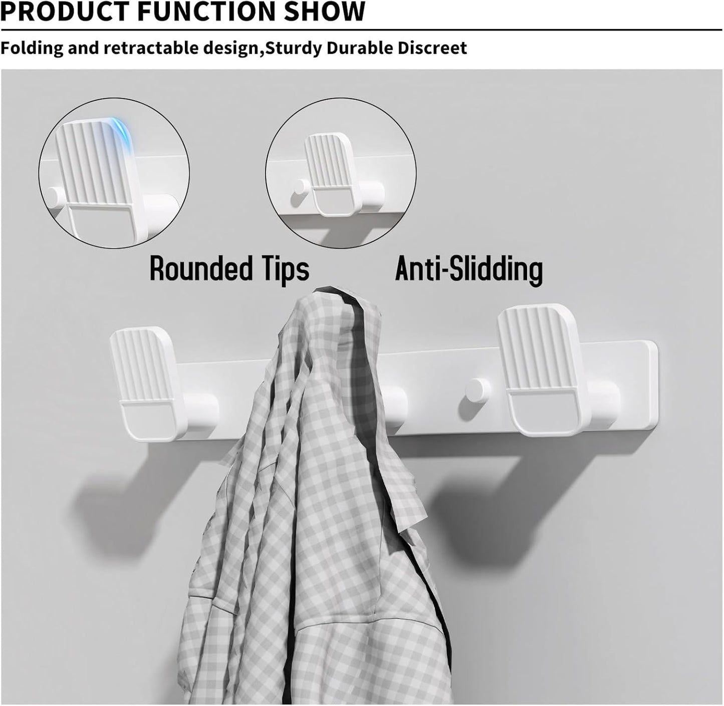 Coat Rack Wall Mount Coat Hooks - White Hook Rack with 3 Hooks Aluminum Wall Rack Hooks for Hanging Coat Hat Bag Towel Hanger Rustproof Coat Holder
