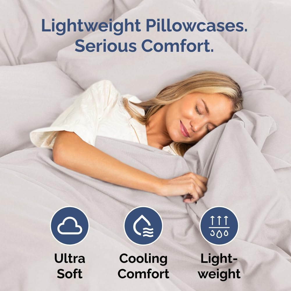 Queen Pillow Cases - 2 Pack - Super Soft Pillowcase Covers - Envelope Enclosure - Hotel Quality Pillow Protectors - Wrinkle Free, Shrink & Stain Resistant - Machine Washable - 20" x 30" (Light Grey)