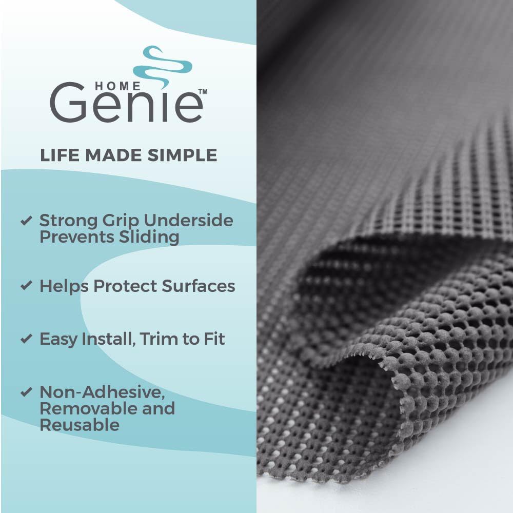 HOME GENIE Shelf Drawer and Cabinet Liner, Durable with Strong Grip, 17.5 IN x 10 FT, Non Adhesive Liners Protect Kitchen Cabinets and Cupboard, Pantry, Bathroom Drawers and Shelves, Desks, Slate Gray