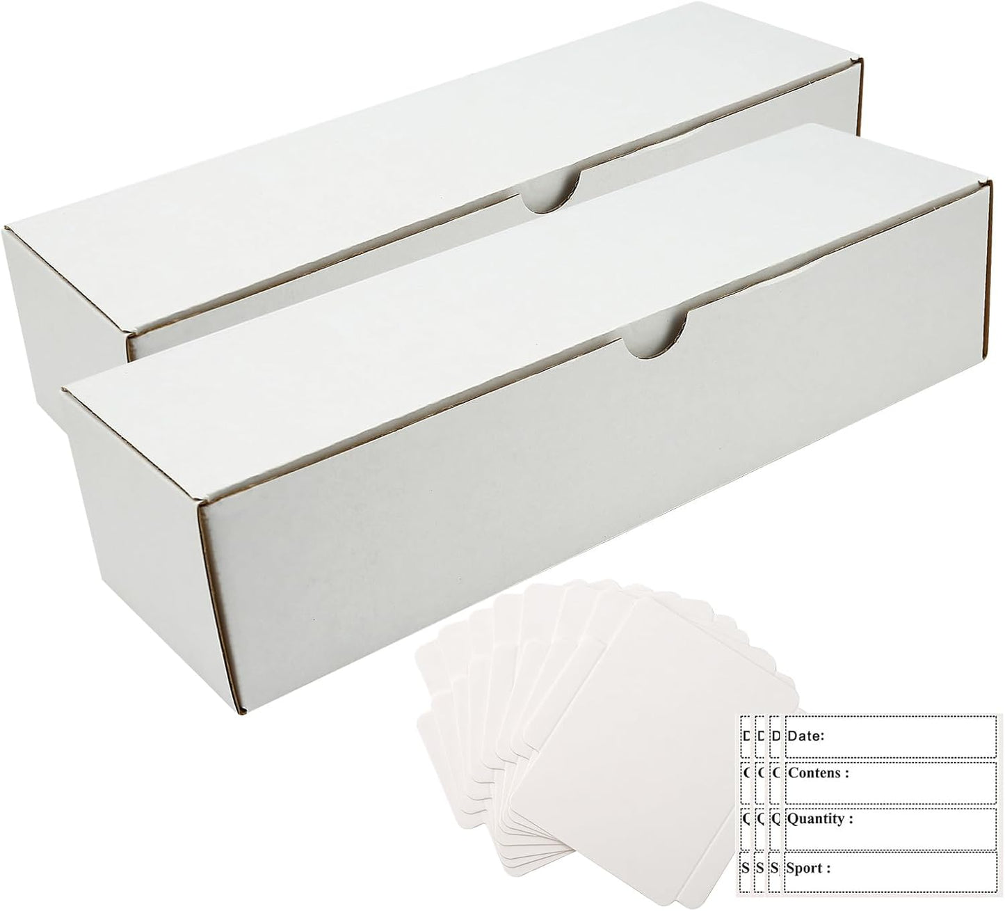 Trading Card Storage Box,2-Pack-1600 Count Corrugated Cardboard Box With PKMN/Mtg/Magic/TCG Storage and Collection,Labels For PKMN Card Storage Box (White, 2-Pack)
