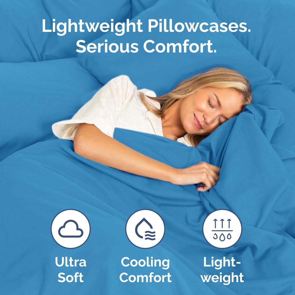 Queen Pillow Cases - 2 Pack - Super Soft Pillowcase Covers - Envelope Enclosure - Hotel Quality Pillow Protectors - Wrinkle Free, Shrink & Stain Resistant - Machine Washable - 20" x 30" (Denim Blue)