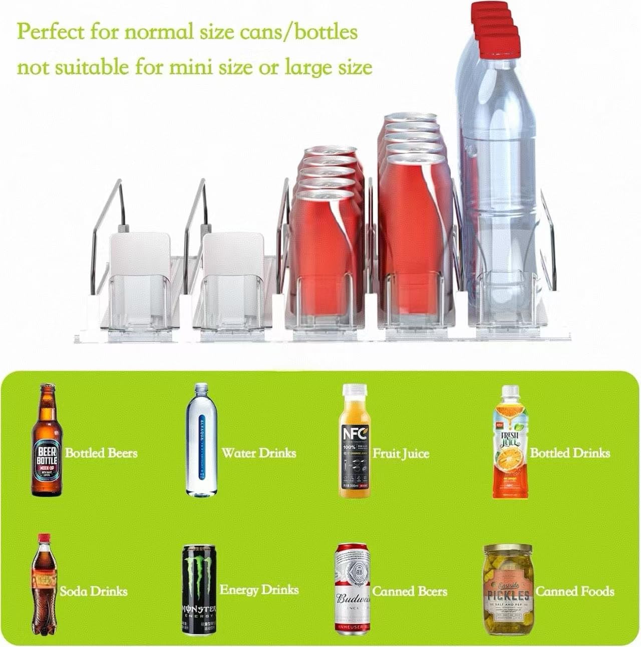 Drink Organizer for Fridge,Self Pushing Fridge Drink Organizer,Automatic Drink Dispenser for Fridge-Holds up to 30 Cans
