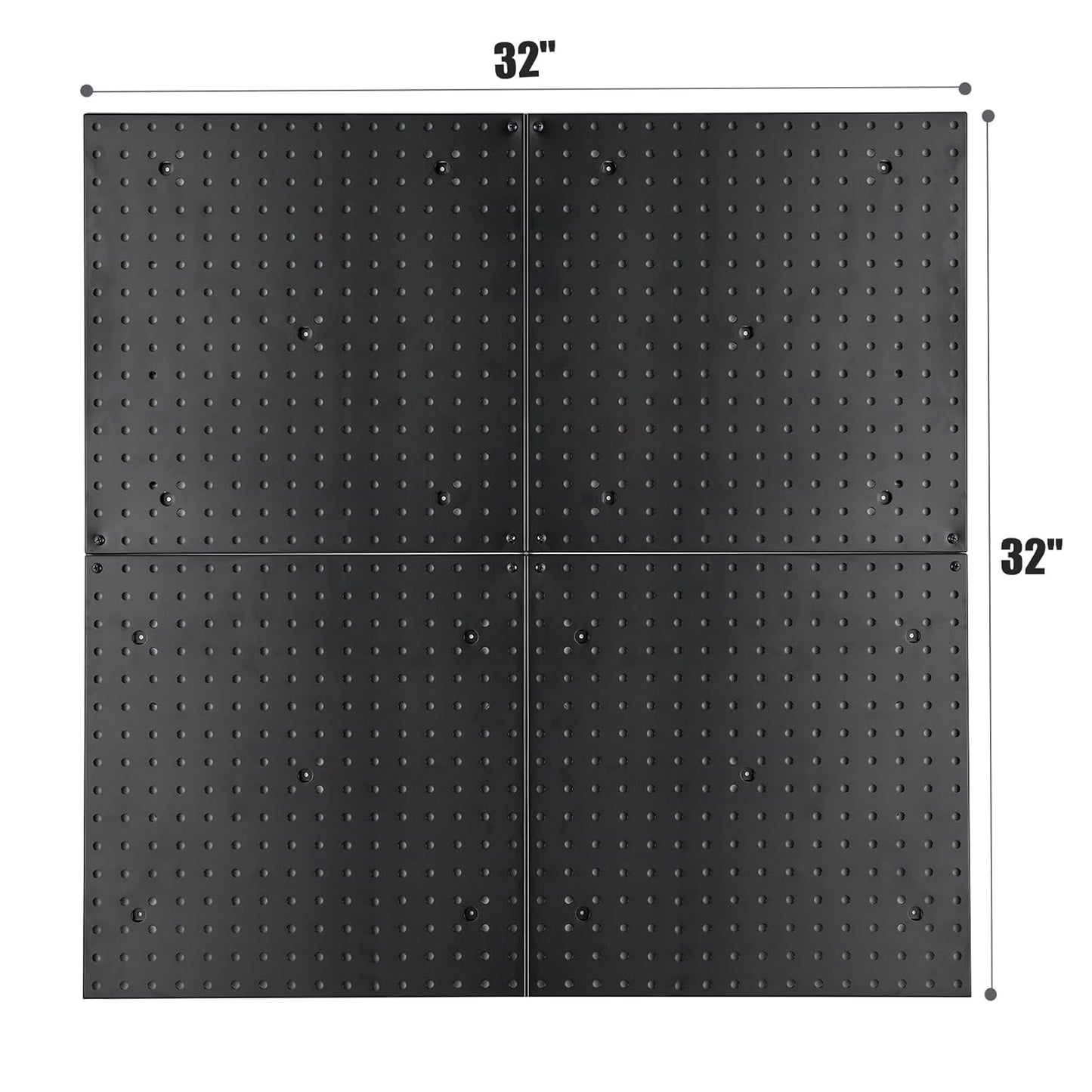 Pegboard Smith 16x16 inch Wall Tool Organizer Pegboard Panels, Black Metal Pegboard for Tool Storage, Workbench Tools Organization Peg Board(4 PCS, Black)