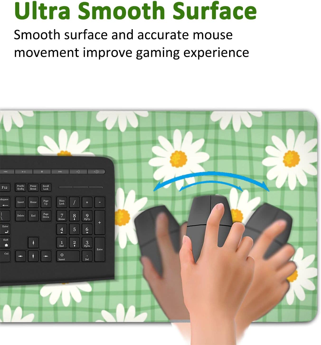 Daisy Floral Gaming Mouse Pad XXL Large Desk Mouse Pad Keyboard Mat with Stitched Edges Waterproof Non-Slip Desk Mat for Laptop,Keyboard,Computer 35.4 * 15.7 Inch