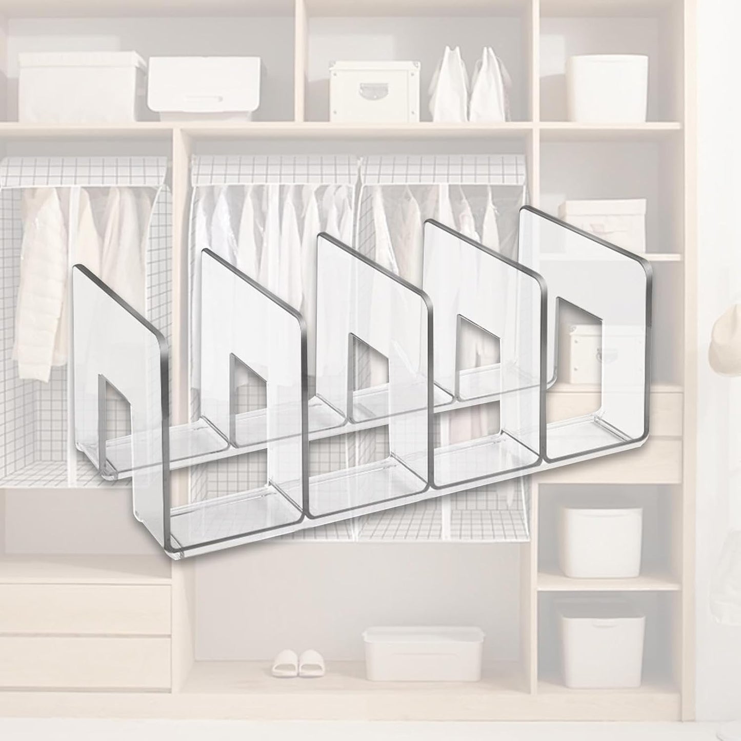 Wardrobe Divider Shelf Purse Organizer for Closet Shelf Dividers Purse Display Stand for Libraries, Clear
