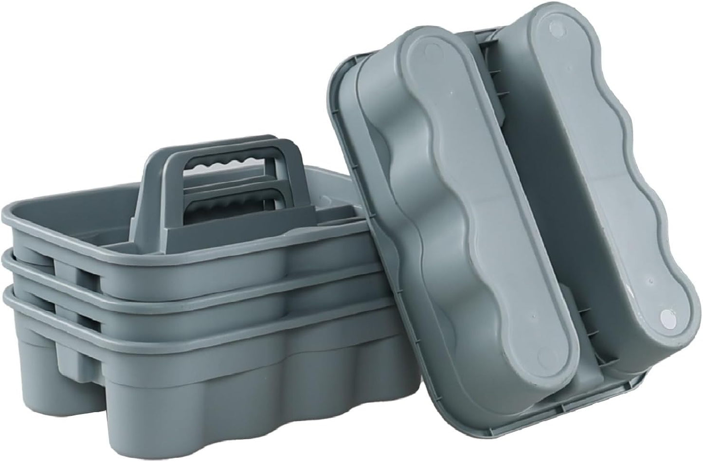 Plastic Cleaning Storage Caddy, Plastic Cleaning Supplies Caddy with Handles, Gray, 4 Packs
