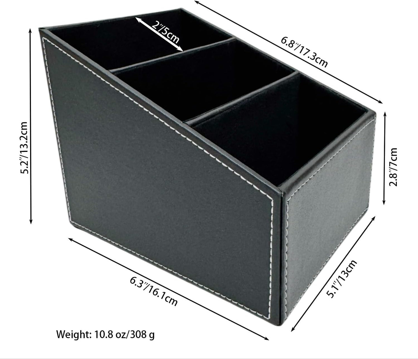 AgentMoon Classic Remote Control Holder,Professional Slope Design Imitation Suede Fabric Storage Box,3-Compartment Desk Clutter Organizing Box.6.3x5.1x5.2 inches,10.8oz/308g(Black 1PCS)