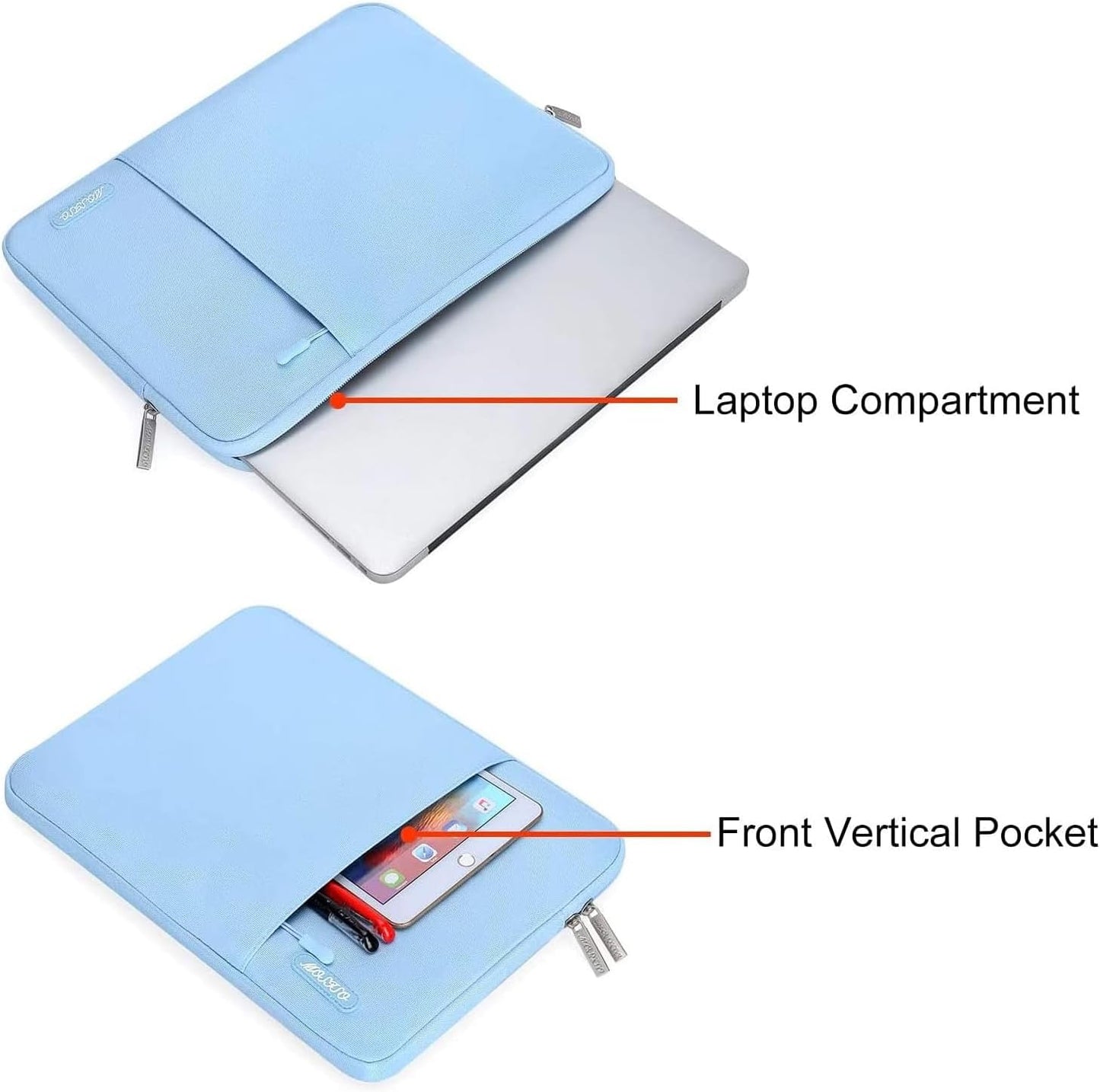 MOSISO Laptop Case 14 inch, 14 inch Laptop Sleeve Compatible with HP Lenovo Dell ASUS Acer, HP Stream, Dell Latitude, Lenovo IdeaPad, Polyester Vertical Computer Sleeve Bag with Pocket, Air Blue