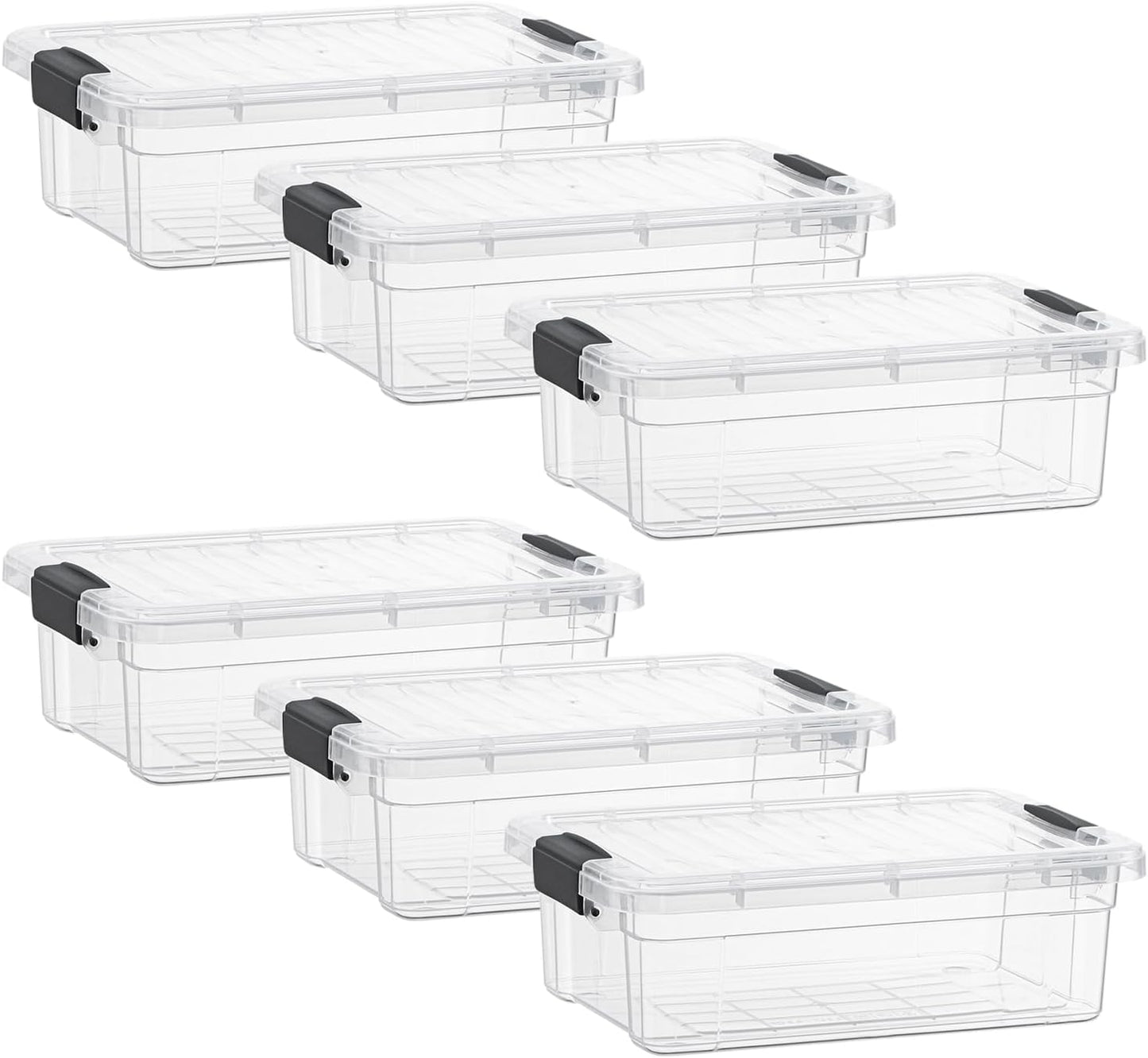 Superio Storage Bins with Lids- 6 Pack, 7.4 Qt Clear Boxes for Organizing, Stackable Plastic Containers- BPA Free, Non-Toxic, Odor Free, Organizer for Home, Office, Dorm