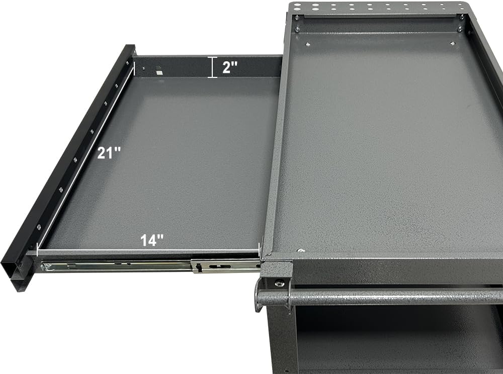 3 Tier Steel Rolling Cart for Tool Organizer, Industrial Grade Utility Service Carts with Drawer & Storage Lockable Cabinet, for Workshop Repair Shop Garage