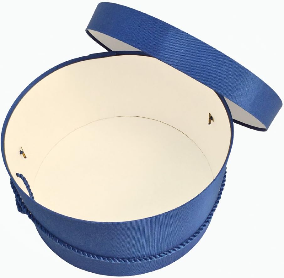 Sarah's Hat Boxes Classic Royal Hat Box – 14.75" x 7.5" (Dia. x Ht.) Handmade in USA – Odorless Non-Toxic Adhesive, Cording Handle – Premium Storage for Hats & Accessories