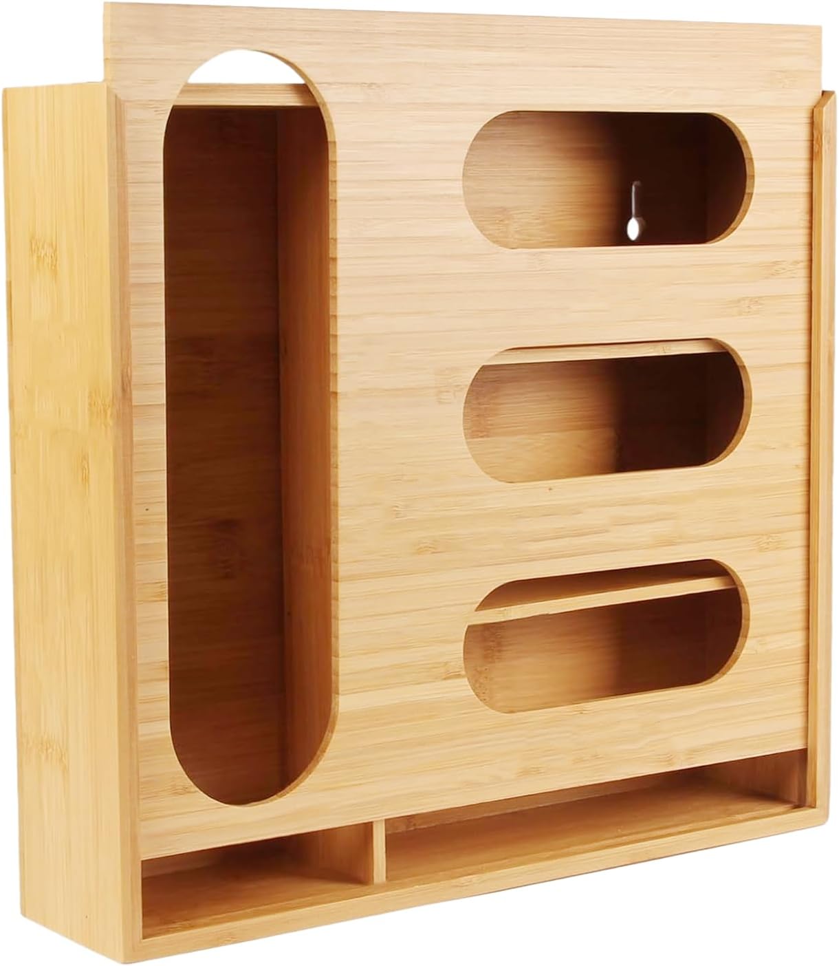 Storage Bag Organizer, Bamboo Ziplock Holder Baggie Organizer for Drawer and Wall Mount, Compatible with Gallon, Quart, Sandwich, Snack,DessertSize Bag (1)