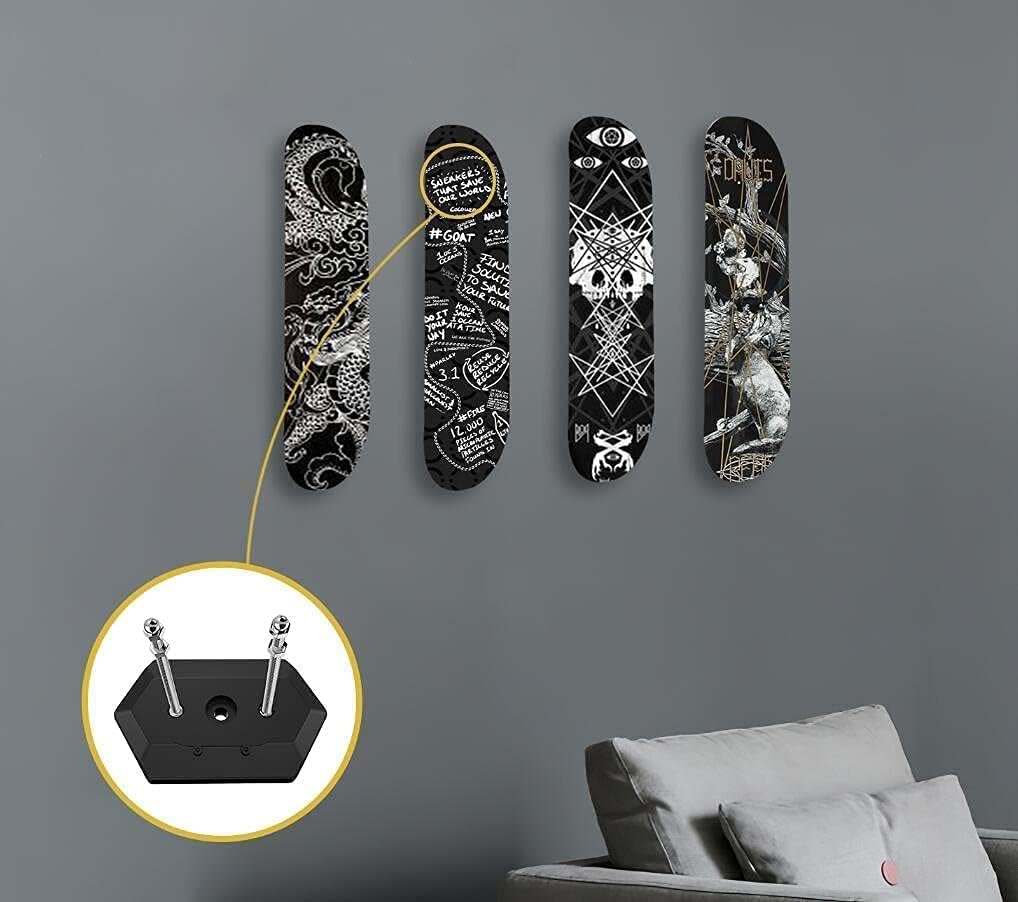 Hikeen Skateboard Wall Mount Skateboard Hanger for Skateboard Deck Display and Storage, Floating Effect
