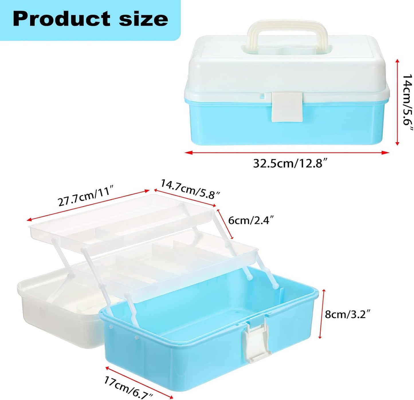 3-Tier Baking Supplies Storage Case Cake Plastic Decorating Tool Storage Box with Handle Folding Craft Organizer for Baking Accessories Snacks