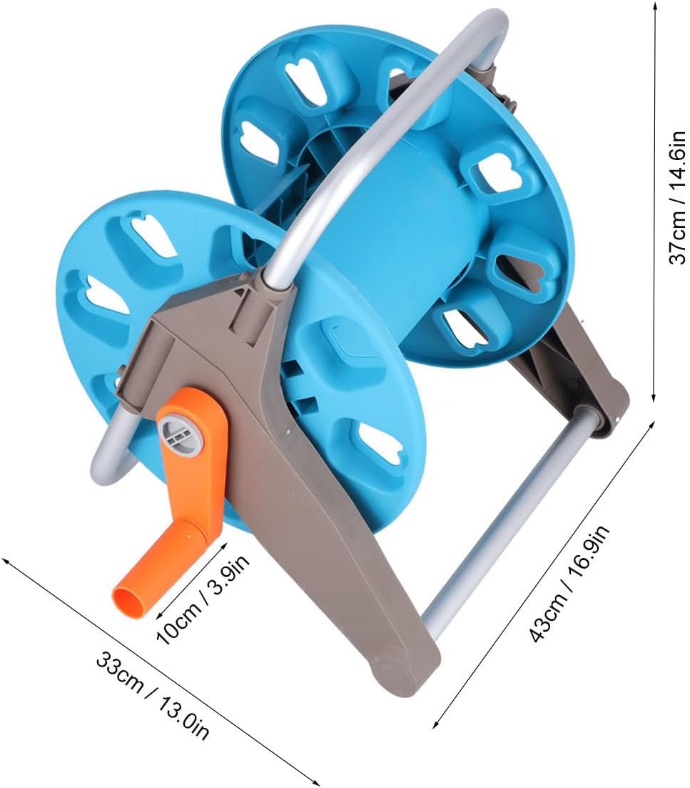 30m Garden Hose Reel Cart - Heavy Duty Aluminum Hand Push Design, Easy Rolling Organizing for Lawns Gardens Car Washing