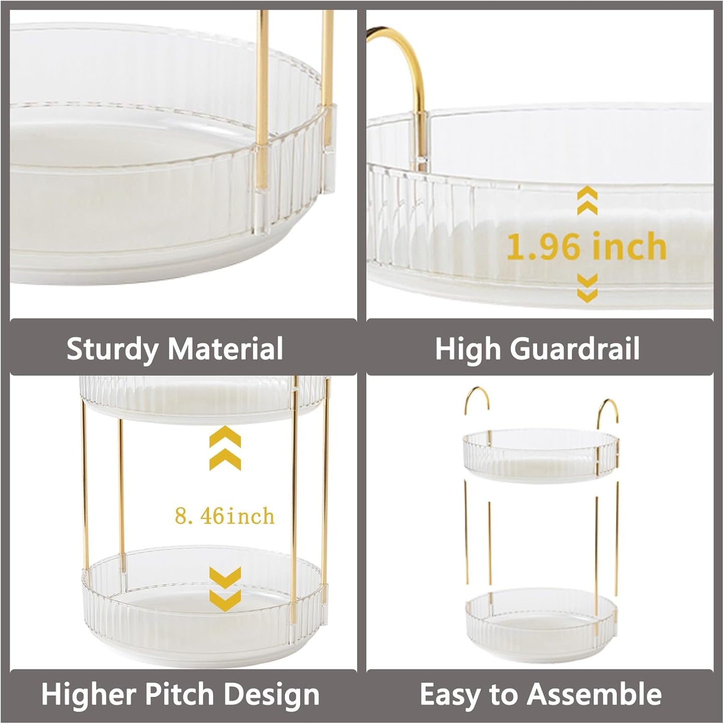 360 Rotating Makeup Organizer,3 Tier Large Capacity Make Up Organizers and Storage,Skincare Perfume Vanity Organizers,Bathroom Cosmetics Storage Organizer Countertop (Clear-3 Tier)