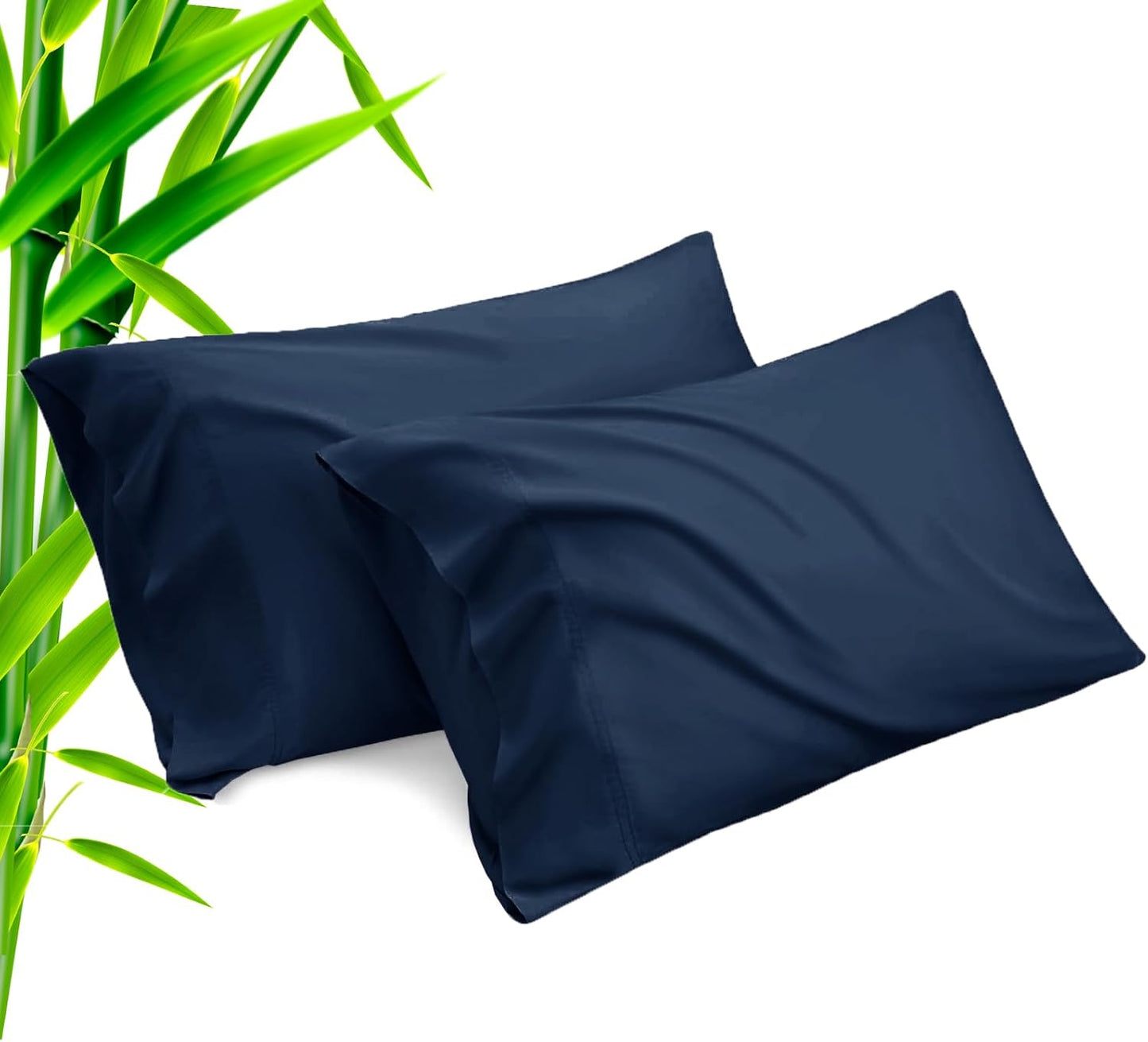 Pillow Cases King Size 2 Pack, Bamboo Rayon Cooling Pillowcases with Envelope Closure, Cool Breathable Pillow Case for Hot Sleepers & Night Sweats, 20x40 inches,Navy Blue