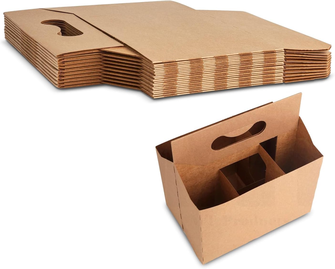 MT Products Brown 6 Pack Bottle Holder 12 oz. - Kraft Cardboard Bottle Carrier (Pack of 160) - Made in the USA