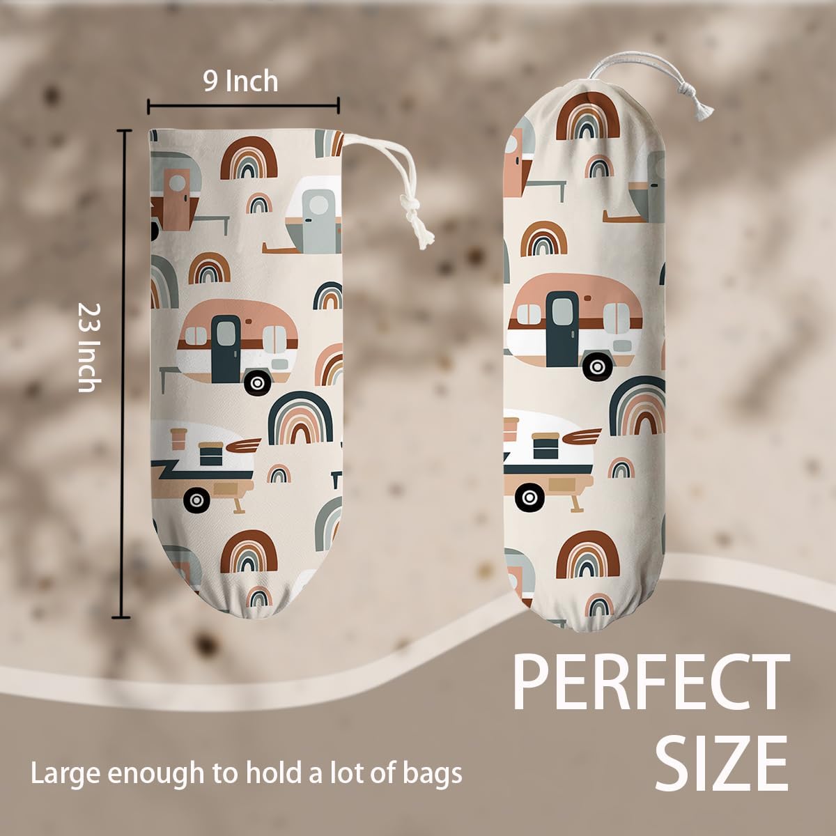 Stylish Painting Plastic Bags Holder, Grocery Bag Organizer for Home Kitchen Pantry, Plastic Bags Storage Container Dispensers, Kitchen Housewarming Gifts for Women, Pattern Garbage Bag 48