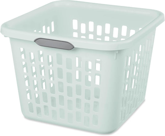 Sterilite Laundry Basket, Plastic Clothes Hamper, Large Square Bin with Comfort Grip Handles and Reinforced Rim, 1.5 Bushel Capacity, Mint, 24 Pack
