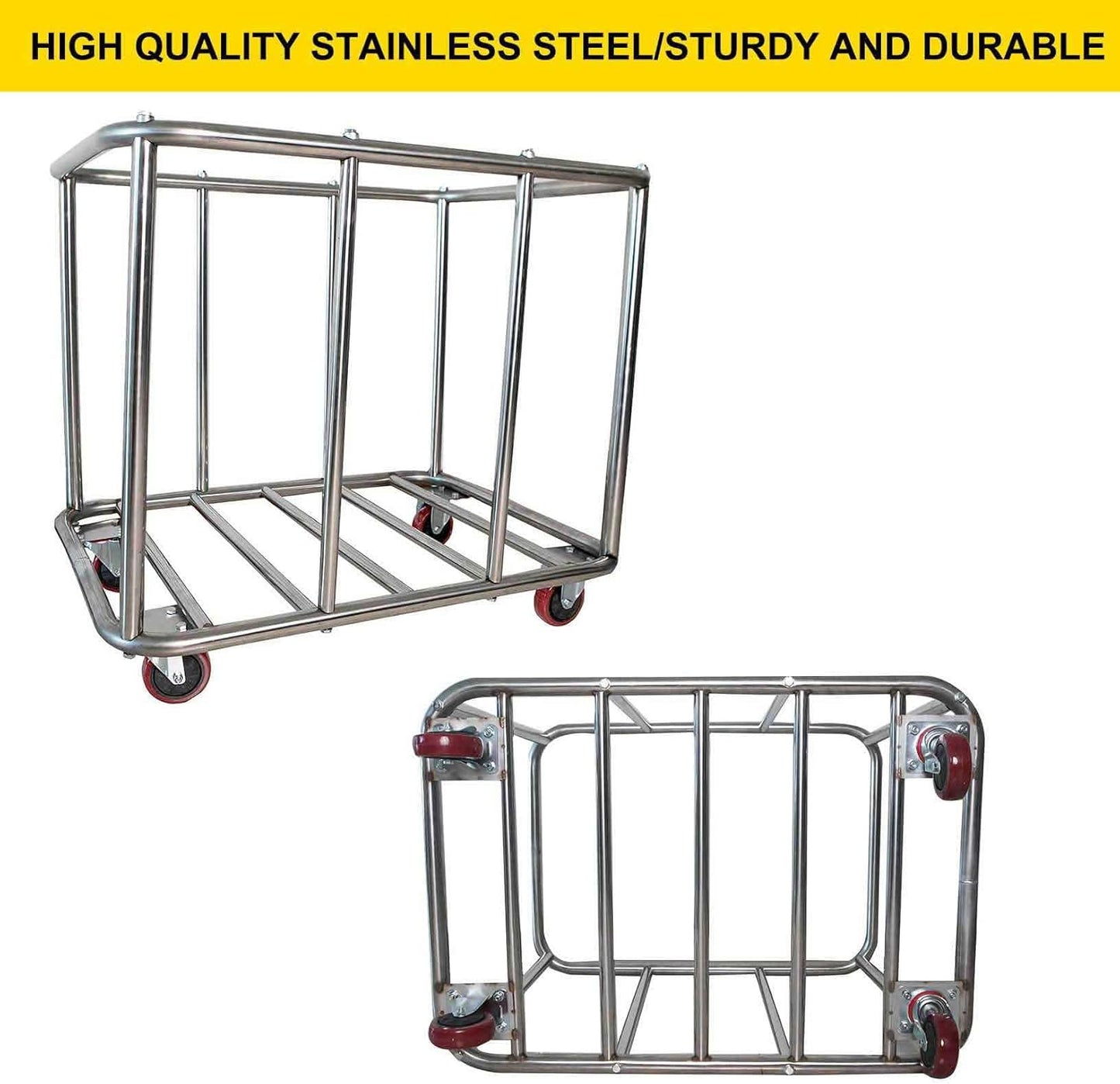 Laundry Cart Commercial,11.35 Bushel Large Industrial Rolling Laundry Hamper with 4 Inch Wheels,Home Heavy Duty Laundry Baskets with Stainless Steel Frame, 260 LBS Load