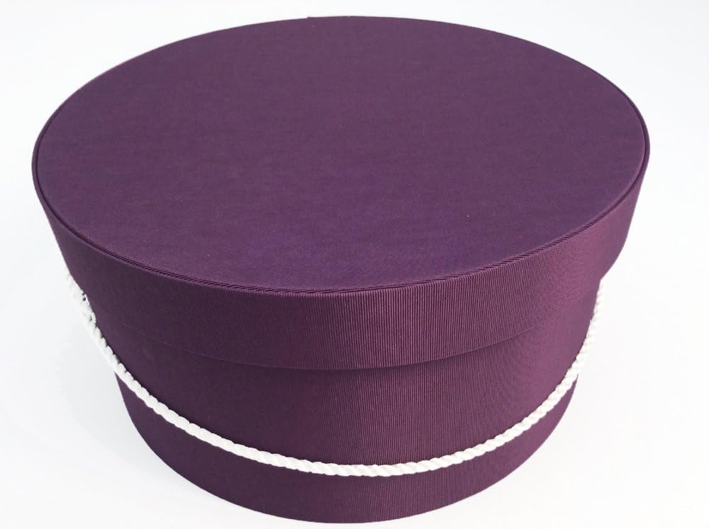 Sarah's Hat Boxes Classic Amethyst Hat Box – 11" x 5.5" (Dia. x Ht.) Handmade in USA – Odorless Non-Toxic Adhesive, Cording Handle – Premium Storage for Hats & Accessories