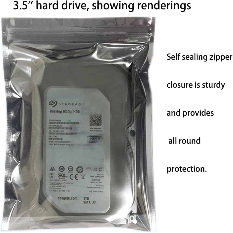 50pcs 5.9x7.8in/15x20cm Anti Static Bags, Premium Resealable Antistatic Bags for Various Precision Parts, Electronic Equipment, HDD, SSD Hard Drive, Computer Accessories
