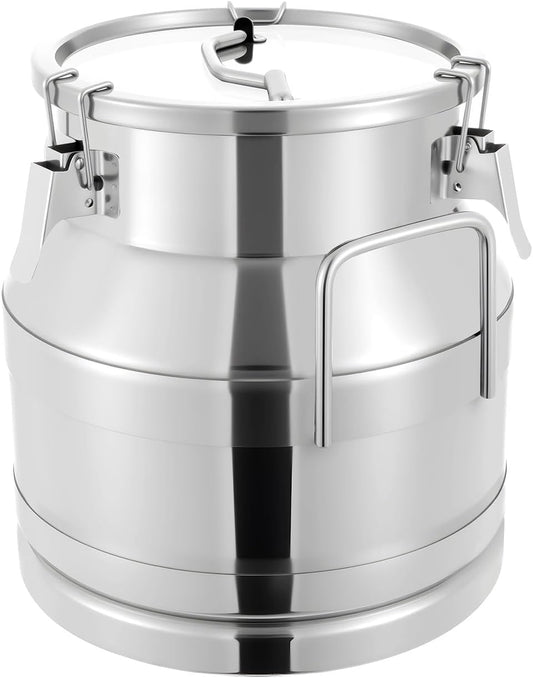 20L/5.3Gallon Stainless Steel Milk Can Wine Pail Bucket Water Jug Liquid Storage Pail w/Lid Commercial Fermentation Barrel Heavy Duty Liquid Storage Kitchen Rice Cereal Grain Coffee Bean Container