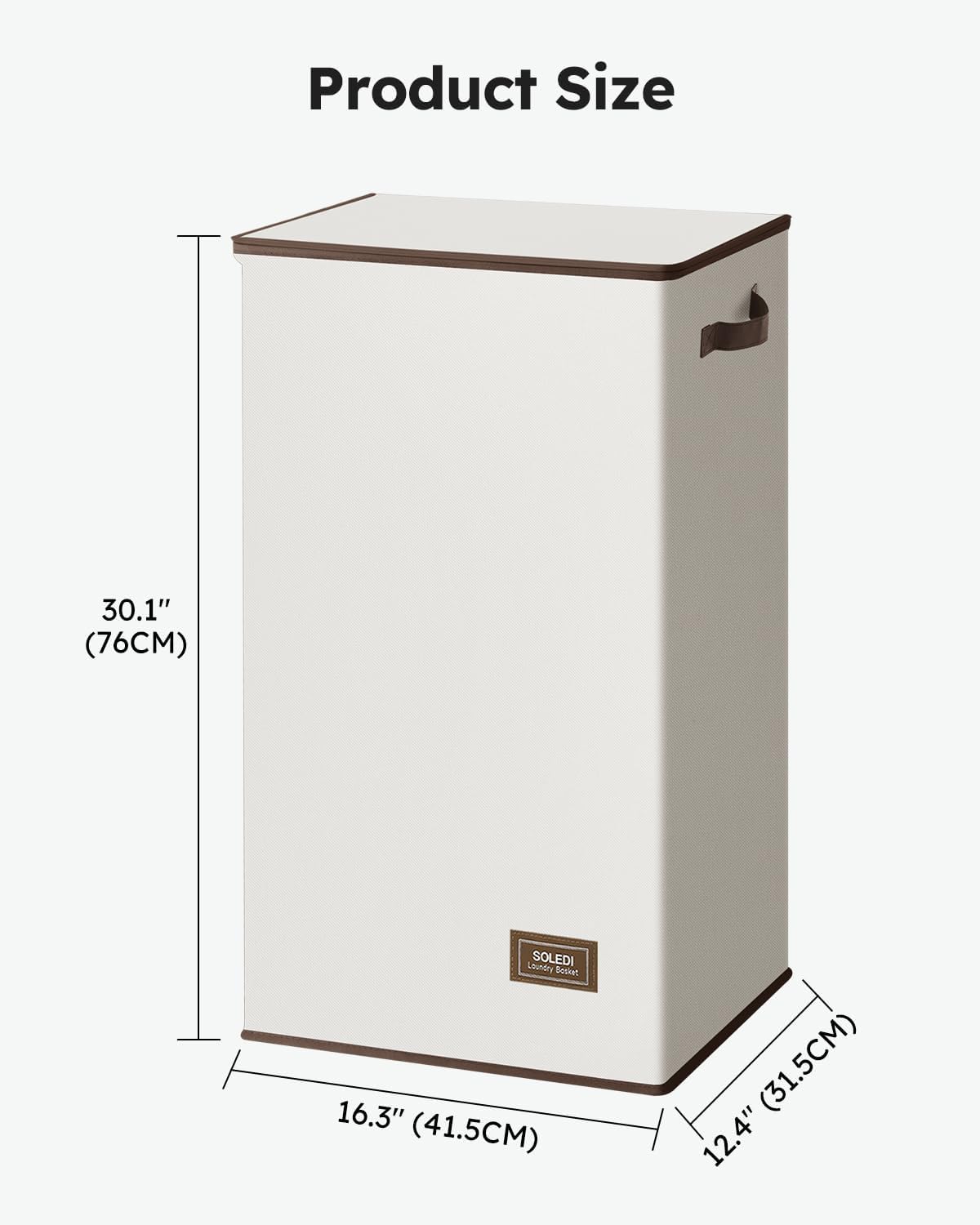 SOLEDI Clothes Hamper with Lid - 100L XL - Large Laundry Basket with Removable Bag, Collapsible Laundry Baskets, Convenient Storage - Hampers for Laundry for Bedroom, Bathroom, Closet, Dorm, Off-White