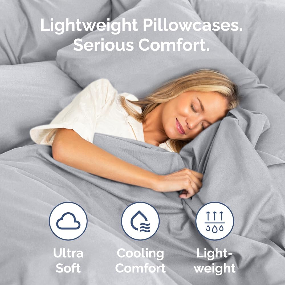 Queen Pillow Cases - 4 Pack - Super Soft Pillowcase Covers - Envelope Enclosure - Hotel Quality Pillow Protectors - Wrinkle Free, Shrink & Stain Resistant - Machine Washable - 20" x 30" (Steel Blue)