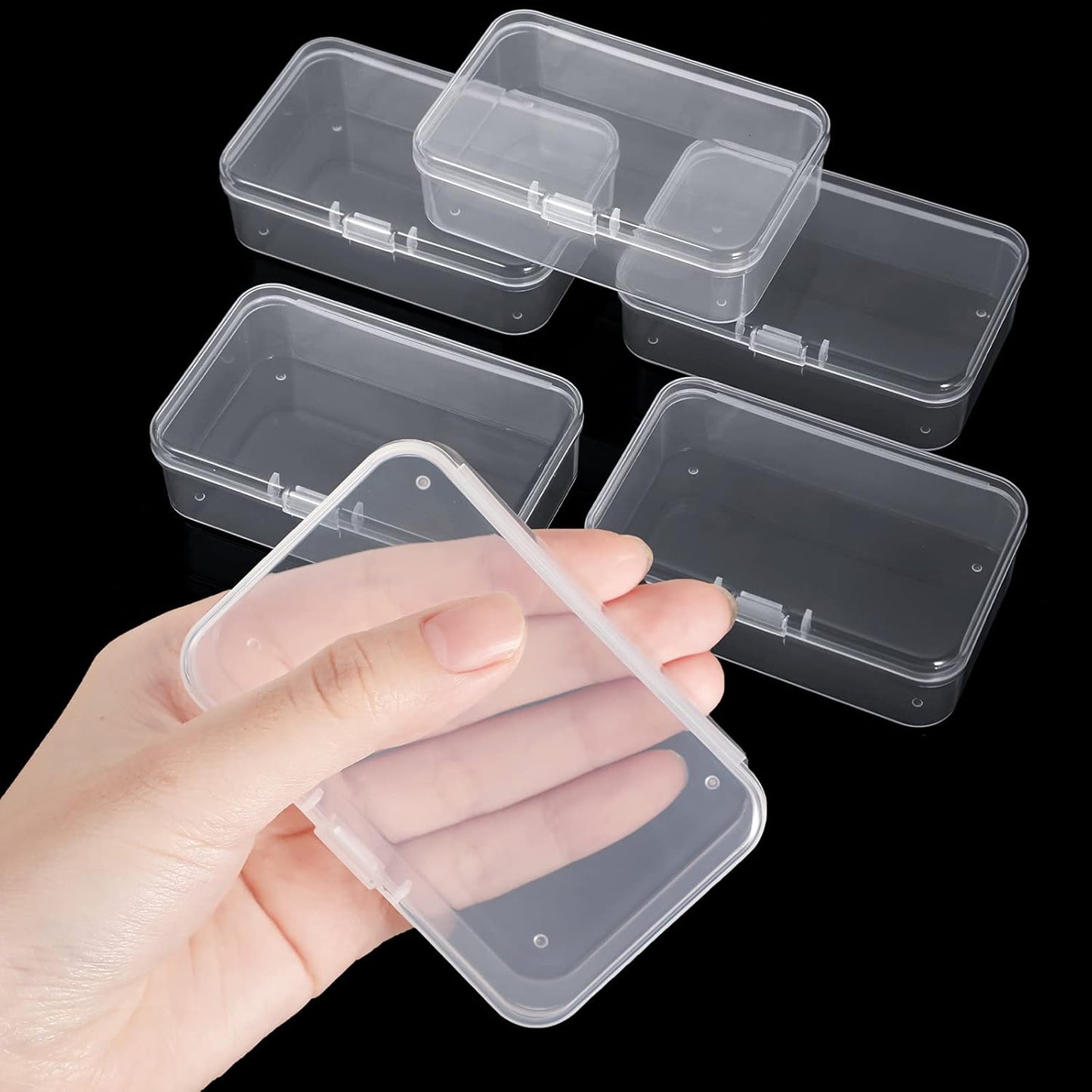 SATINIOR 48 Packs Clear Small Plastic Containers Transparent Storage Box with Hinged Lid for Small Items Crafts Jewelry (3.27x2.13x1.02 Inches)
