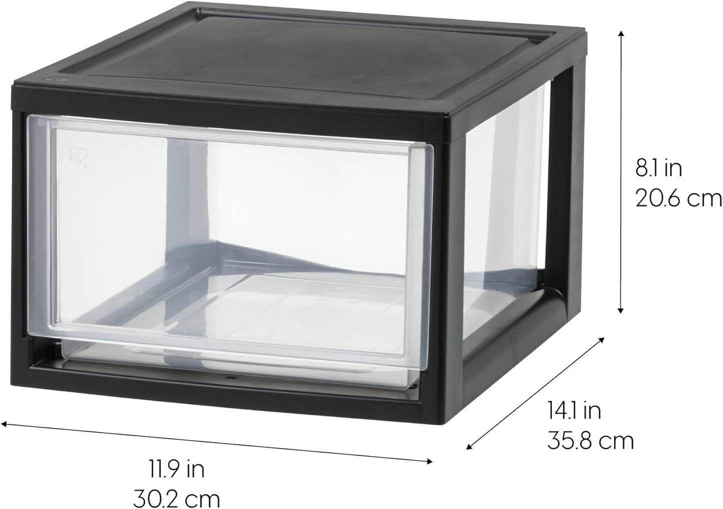 IRIS USA 14.5 Qt. Plastic Drawer Storage Organizer Stacking Drawers, 3-Pack, Stackable Unit with Sliding Drawer for Clothes Bedroom Kitchen Under Sink Pantry Craft Room Bathroom Dorm Office, Black