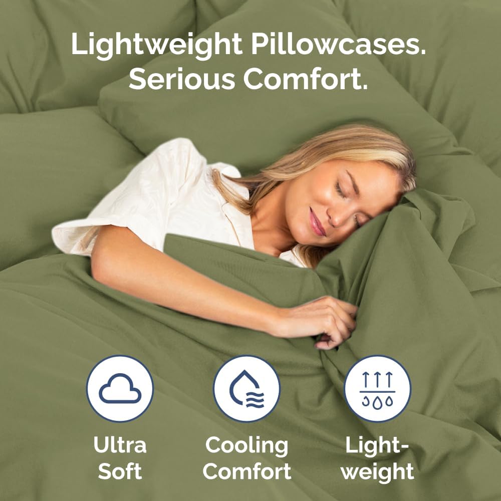 Queen Pillow Cases - 2 Pack - Super Soft Pillowcase Covers - Envelope Enclosure - Hotel Quality Pillow Protectors - Wrinkle Free, Shrink & Stain Resistant - Machine Washable - 20" x 30" (Sage Green)