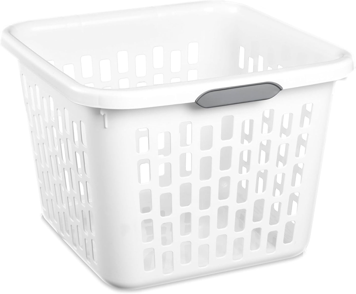 Sterilite Laundry Basket, Plastic Clothes Hamper, Large Square Bin with Comfort Grip Handles and Reinforced Rim, 1.5 Bushel Capacity, White, 18 Pack