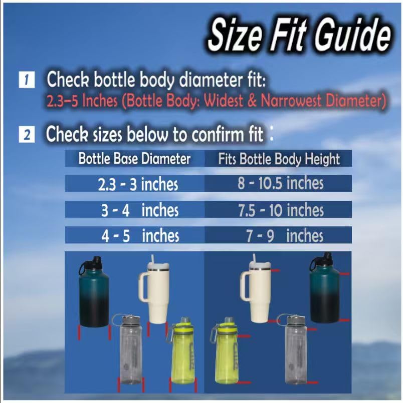 Water Bottle holder with Strap, Holder Carrier for Diy Enthusiasts, Sling for Owala 24 32 40 oz, Stanley IceFlow Flip Straw 24 oz, Hydro Flask 32 40 oz, YETI Rambler 26 oz, etc