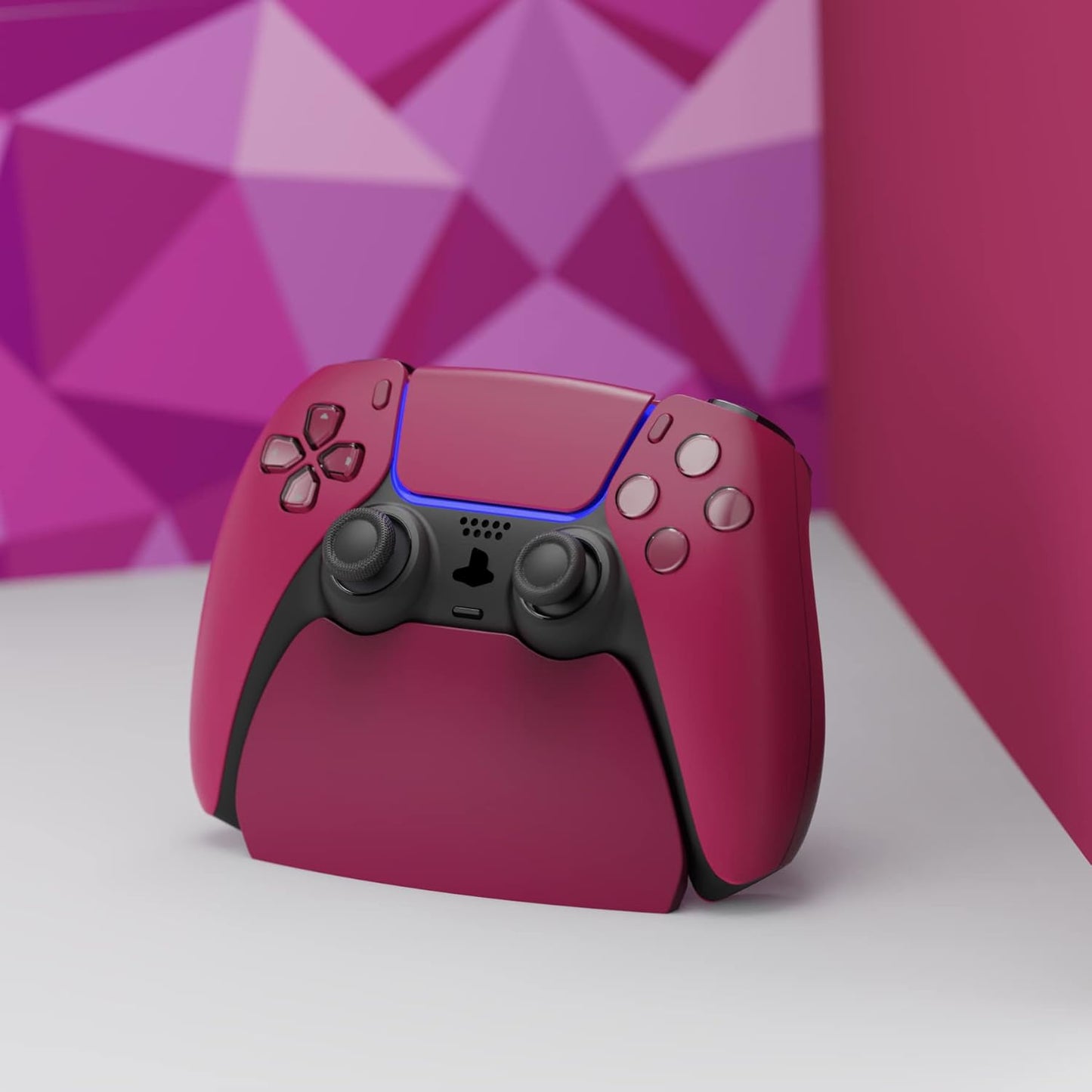 PlayVital Cosmic Red Controller Display Stand for ps5, Gamepad Accessories Desk Holder for ps5 Controller with Rubber Pads