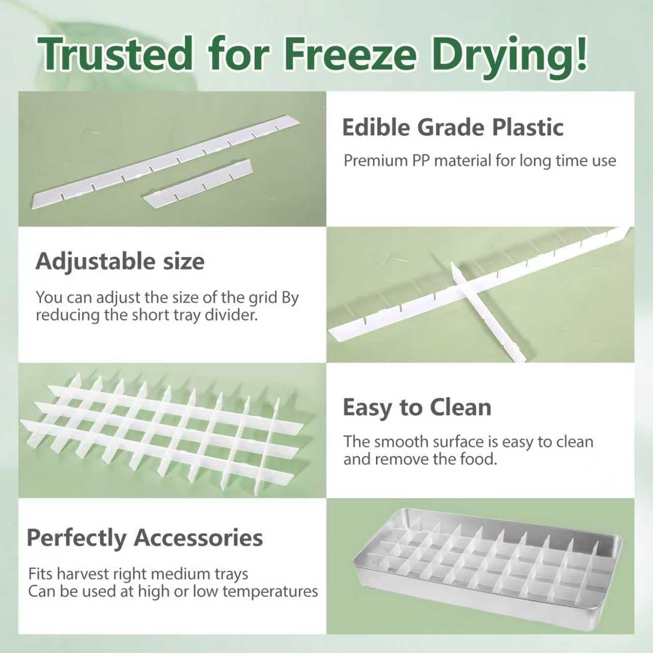 5 Sets Freeze Dryer Tray Dividers Medium, Freeze Dryer Accessories for Harvest Right, Non-Stick Dividers for Fruits, Vegetables, Meals(White)