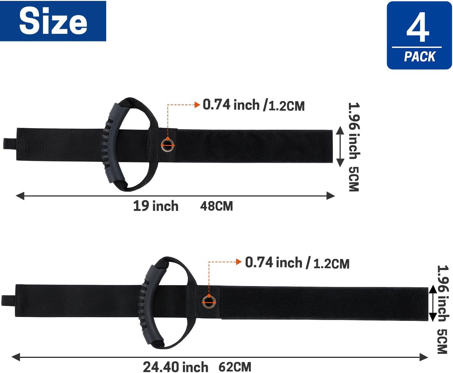 4 Pack Extension Cord Holder Organizer, 19 Inch & 24 Inch Adjustable Hook and Loop Cable Storage Straps with Handle for Garage Electrical Cords Cable Rope Hose Organizers and Storage
