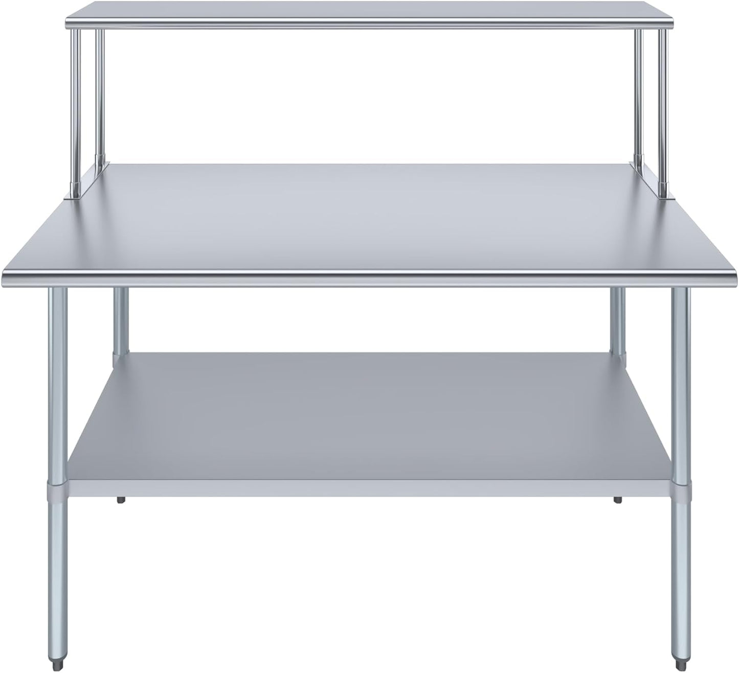 Stainless Steel Work Table with Wide Single Tier Overshelf | Metal Kitchen Prep Table & Shelving Combo (30" x 60" Work Table + 12" Overshelf)