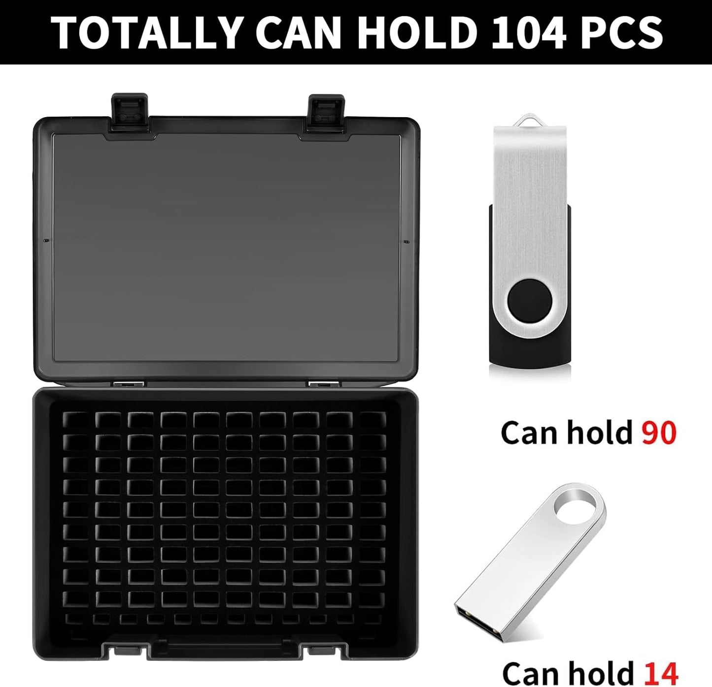 Flash Drive Case USB Memory Stick SD Card Storage Organizer- Holds 134pcs Thumb Drive Electronic Accessories Holder for Sandisk/for Samsung/for Inland/for PNY/for Netac (Black)