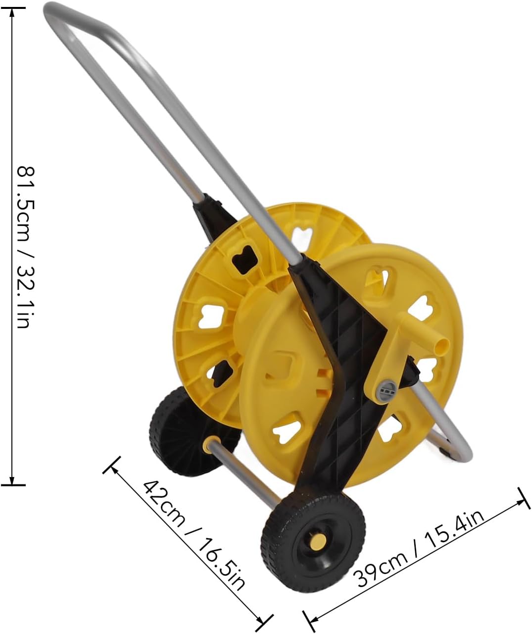 Garden Hose Reel Cart 60m Capacity - Heavy Duty Aluminum Portable with Wheels, Yellow for Large Gardens Lawns