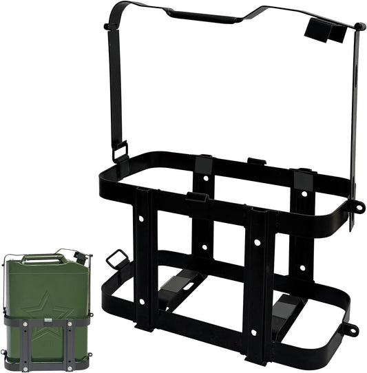 JUST-V Jerry Gas Can Holder 5 Gallon Water Storage Containers Holder Mount Only Holder Rack, Metal Fuel & Gasolina Container, Detachable Carrier Mount Gas Can not Included