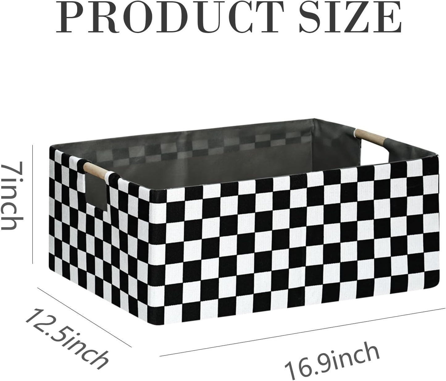 Checkered Storage Basket Foldable Nursey Box | 16.9" Storage Cube for Women Closet Organizer Boys Car Toys Bins with Handles | Sturdy Cardboard & Washable Fabric 2Pack